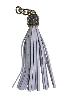 Faux Leather White Tassel with Rhinestones (1 inch tall)